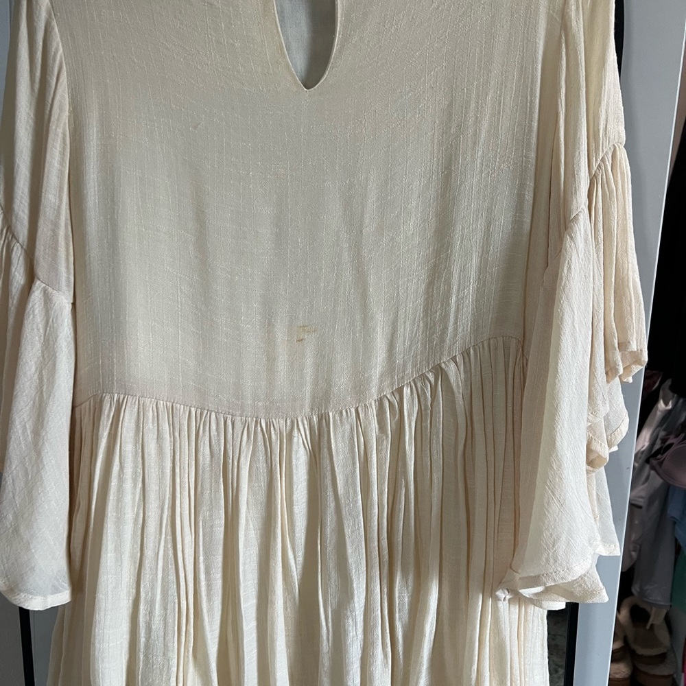Floral Embroidered Cream Dress - Picture 3 of 5